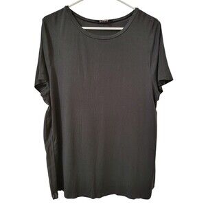 August Silk Womens Black Short Sleeve Black Size L Accordion Pleat Back G12